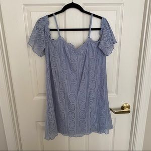Blue lace off the shoulder dress